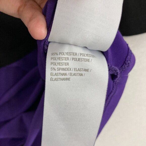 Susan Graver Black Purple Color Block 3/4 Sleeve Liquid Knit Stretch Top Large - Picture 6 of 8